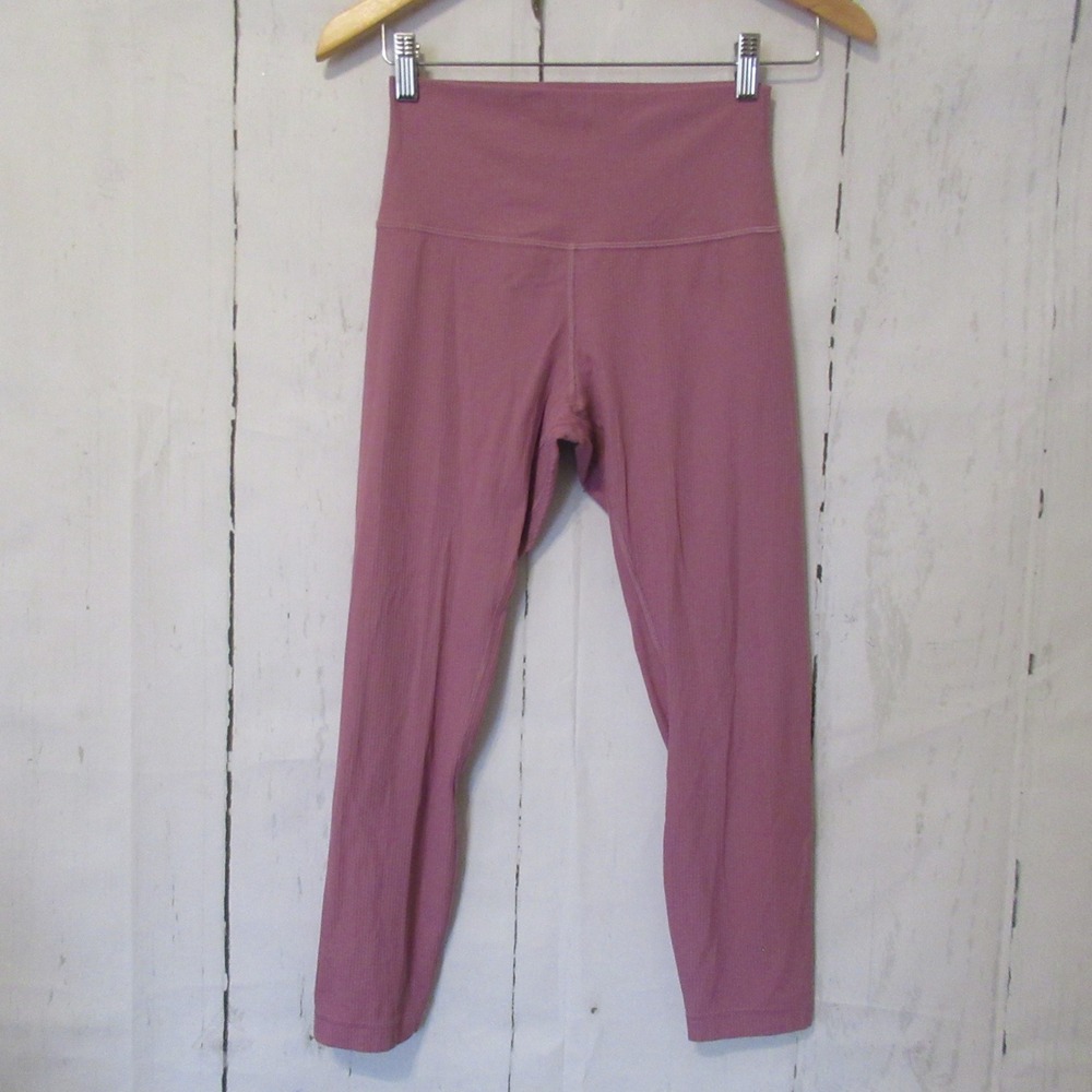 Lululemon Leggings 6 Pink Ribbed Align High Waisted Cropped